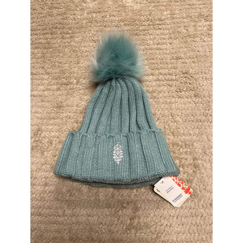 FP Movement Ribbed Beanie with Pom Pom Sterling blue one size